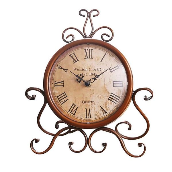 

desk & table clocks european-style imitated vintage wrought iron clock quartz clockwatch decoration home copper
