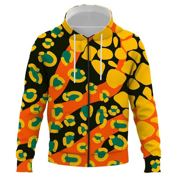 Moletons masculinos moletons lindos estampas de leopardo 3d Primavera zíper do zíper do moletom homem Harajuku Outwear Pullover Sweatshirt Casual