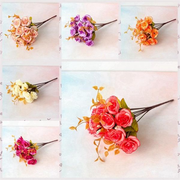 

exquisite artificial flower rose silk fake flowers home wedding party deskdecorations indoor garden decor 6 colors decorative & wreaths