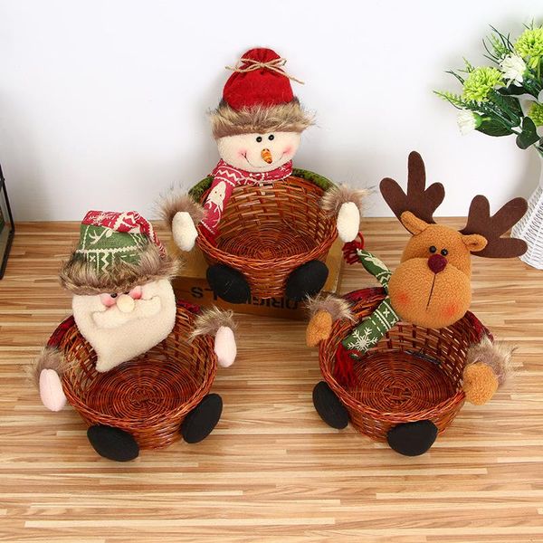 

storage baskets 1pc christmas candy basket cartoon santa claus fruit cute snowman elk doll xmas decor small gift container box