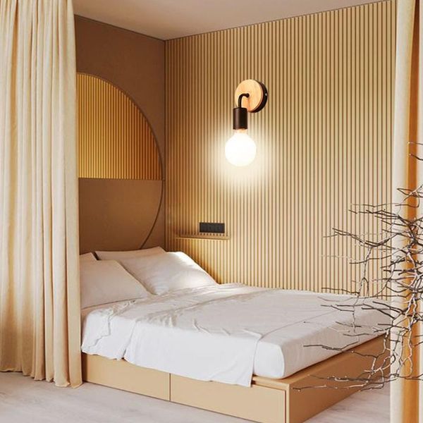 

wood iron wall lamp modern minimalist lights fixture e27 for home indoor