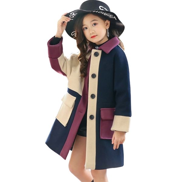

girls jacket coat patchwork thick warm children's outerwear casual style winter clothes 210528, Blue;gray