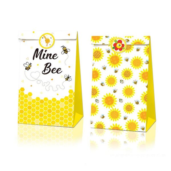 

gift wrap x12 honeybee paper bag with x18 stickers 150g quality environmental kraft food classic packing