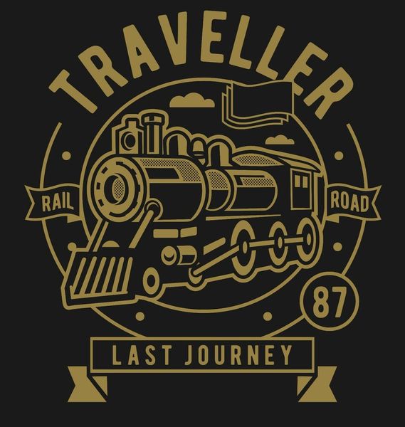 

train traveller last journey tee shirt black or white, White;black