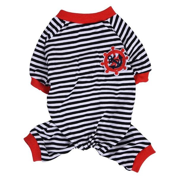 

dog apparel cute pet pajamas jumpsuits puppy clothes cotton stripe shirt