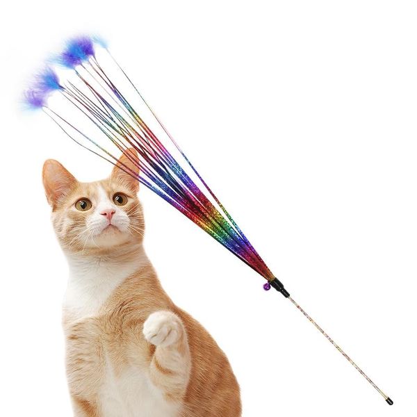 

cat teaser toy funny creative long tassel wand kitten teasing interective playing fairy ribbons for cats toys