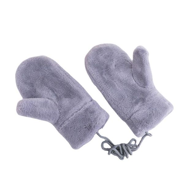 

five fingers gloves women winter thick plus velvet cashmere plush knit warm halter mittens female cute full windproof cycling soft glove i66, Blue;gray