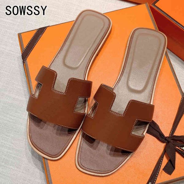 

80% off store online 2021 summer new women slippers luxury branded genuine leather classics fashion design handmade leisure vacation sandal, Black