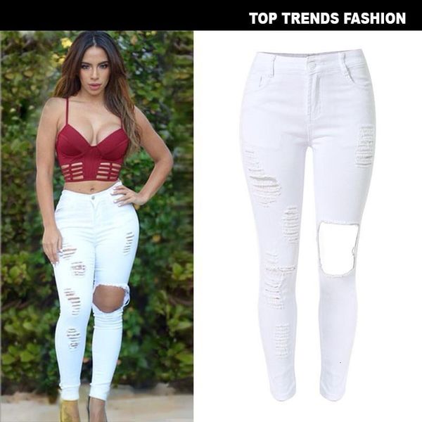 

slim fit high waist perforated denim stretch leggings are available in large sizes, Blue