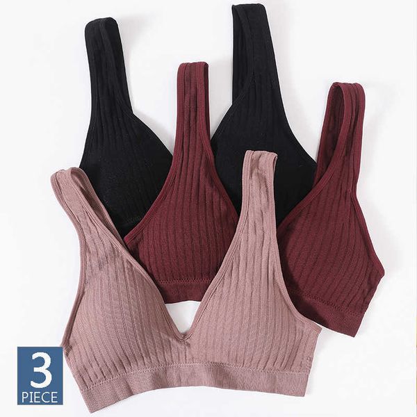 3 Teile/los Nahtlose BHs Für Frauen Tiefe V Tanks Bralette Sexy Dessous Push Up Büstenhalter Weibliche Top Fitness Unterwäsche Schlafanzüge 210623