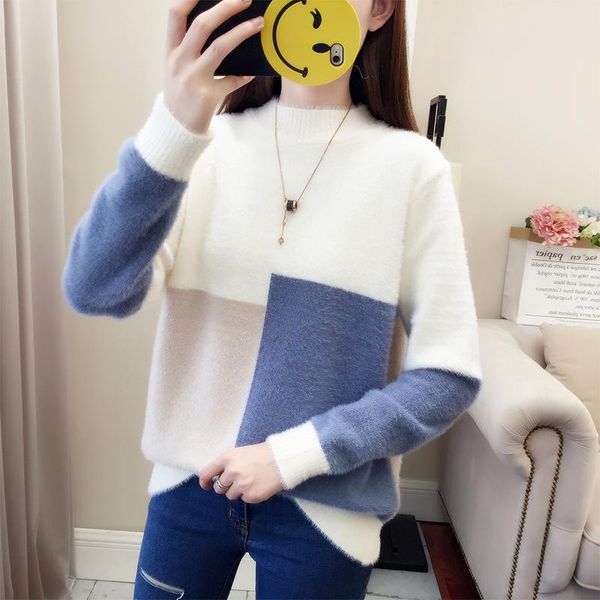 

women's sweaters mink plush sweater in autumn and winter, White;black