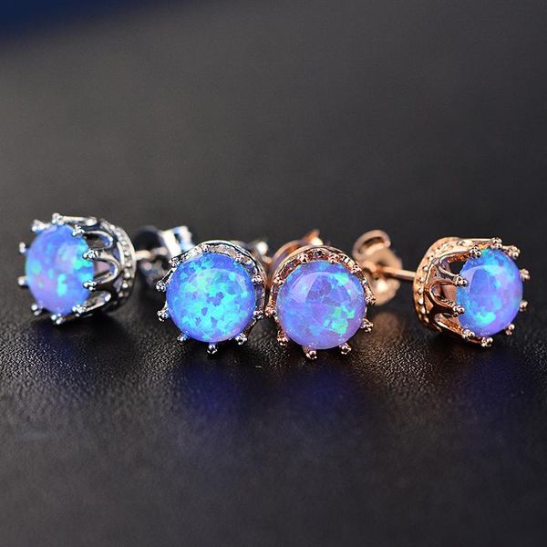 

stud perfect women jewelry mystic rainbow opal rose gold 925 sterling silver earrings here0055, Golden;silver