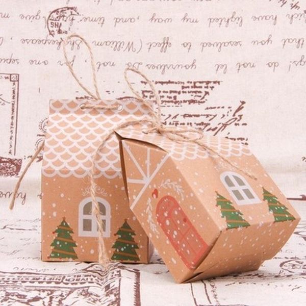 

gift wrap 5pcs xmas decoration christmas tree pendant house shape candy bag box cookie bags packaging boxes natal