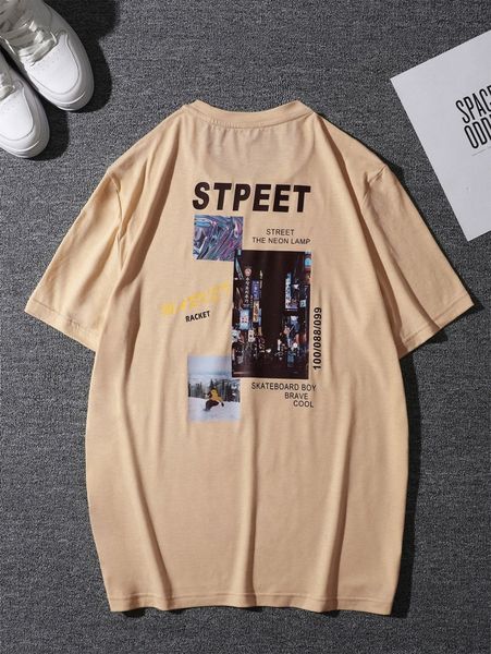 

men building & letter graphic tee 33gy#, White;black