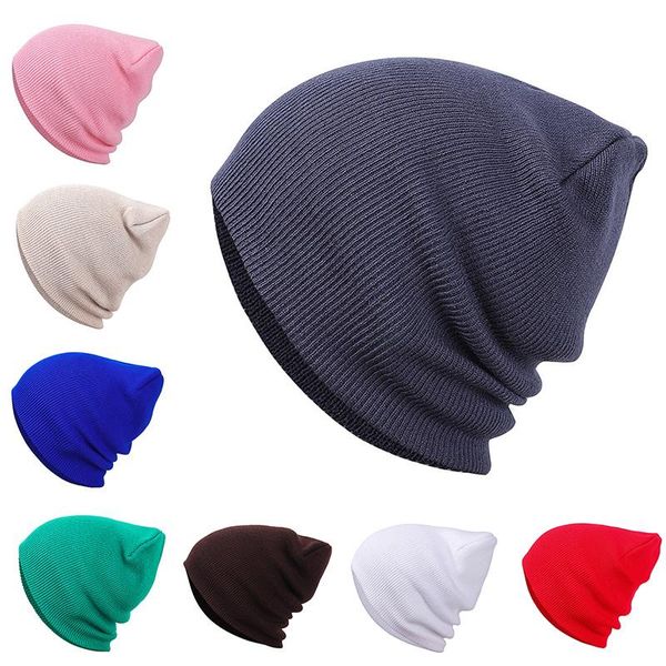 

beanies 2021 fashion winter knitted hat beanie women men cotton solid color outdoor casual warm woolen cap women's autumn