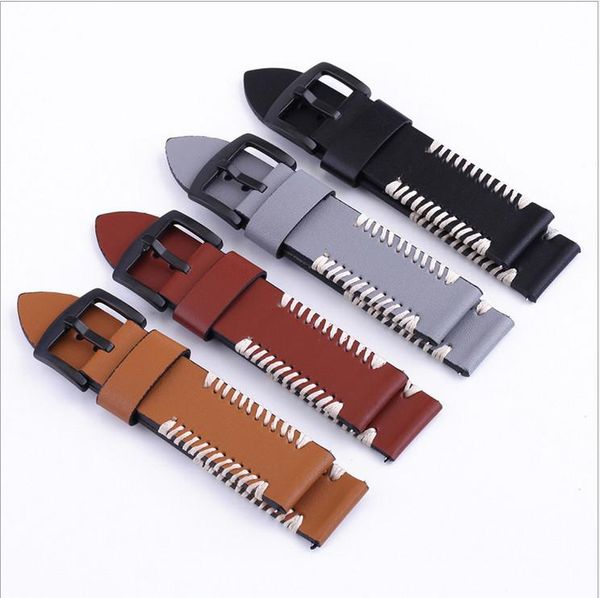

watch bands 1pcs genuine cow leather band strap 20mm 22mm 24mm 26mm for gears3 moto360 bands-20061202, Black;brown
