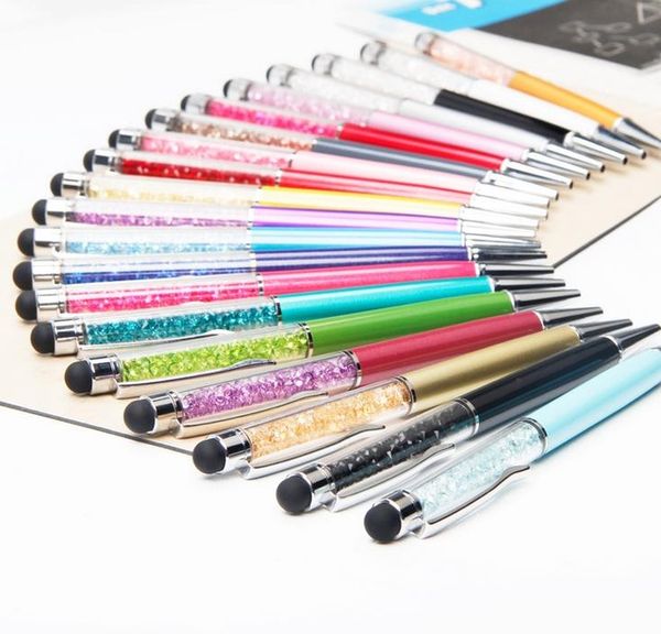 

6Pieces/Lot 1Pcs Sell Creative Crystal Pen Diamond Ballpoint Pens Stationery Ballpen Stylus Pen Touch Pen 11 Colors Oily Black Refill 0.7 Mm