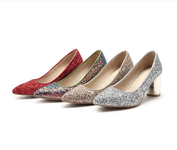 

women's shoes in spring and autumn high coarse heel pointed end @257, Black