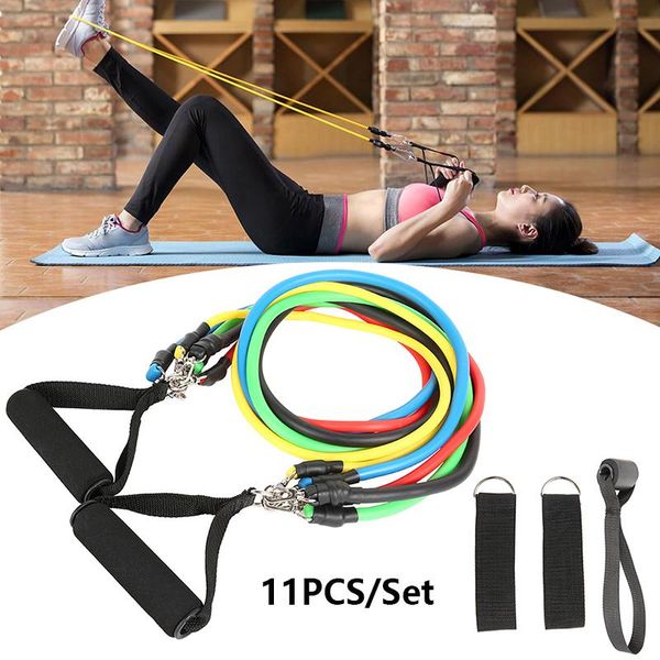 

11pcs/set fitness pull rope band elastic resistance bands body workout crossfit muscle training latex rubber tubes gym equipment