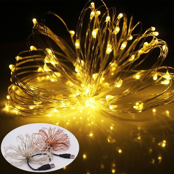 Strings 2m 5m 10m Copper Silver Wire LED String Lights Luzes de férias à prova d'água para uma festa de casamento de Natal de fada decoração