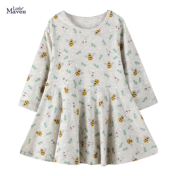 Little Maven Animal Bee Princesa Outono 2021 Vestido Infantil Algodão Vestidos Elegantes para Meninas 210317