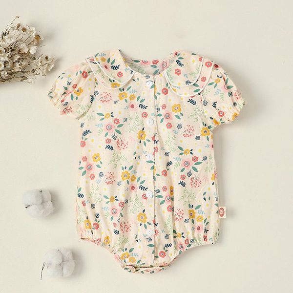 

summer fashion baby girl floral bodysuit short sleeve infant toddler jumpsuit 6-18m clothing for outfit rompers, Blue
