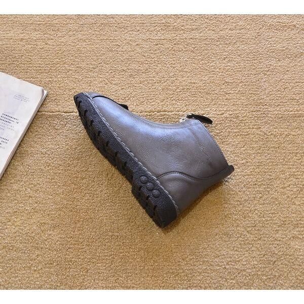 

boots shoes woman winter flat heel short single women's zipper snow and ankle-style luxury, Black