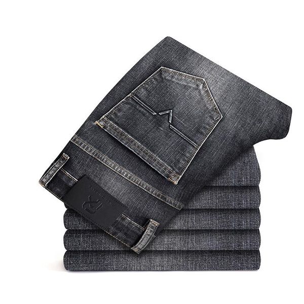 

men's jeans 2022 autumn classic style smoky gray fashion casual denim pants male brand trousers blue men regular fit stretch