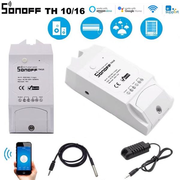 

smart home control sonoff th10 /th16 temperature humidity monitoring wifi switch real time display work with ewelink alexa google