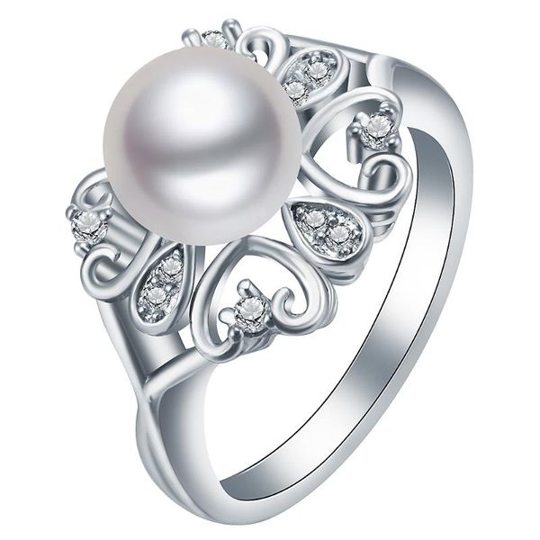 

wedding rings pearl for women love sharp band party wholesale clear cz fashion jewelry distribution, Slivery;golden