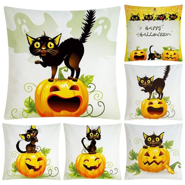 

pillow case originality pumpkin black cat pattern colourful halloween cushion cover strong practicability easy to clean pillowcase
