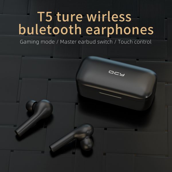 

qcy t5 wireless bluetooth headphones v5.0 touch control earphones 3d stereo hd talking earbuds with 380mah battery headset