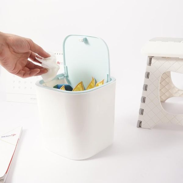

waste bins push type deskbox bin garbage basket home table plastic trash can office supplies dustbins sundries barrel