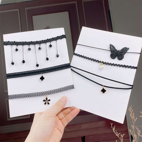 

net red clavicle chain 2020 new collar simple lace feminine style short choker jewelry neck strap, Black