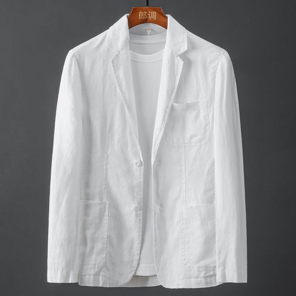 

men's suits & blazers white cotton linen suit coat spring summer pure color slim casual business thin mens blazer jacket comfortab, White;black