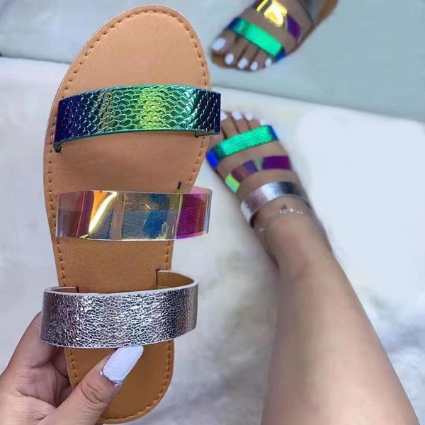 

slippers women's 2021 summer flat bottom fashion flip flops one line open toe casual sandals outdoor beach ladies sandalias, Black