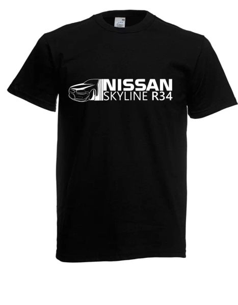 

mens t-shirt nissan skyline r34 to 5xl, White;black