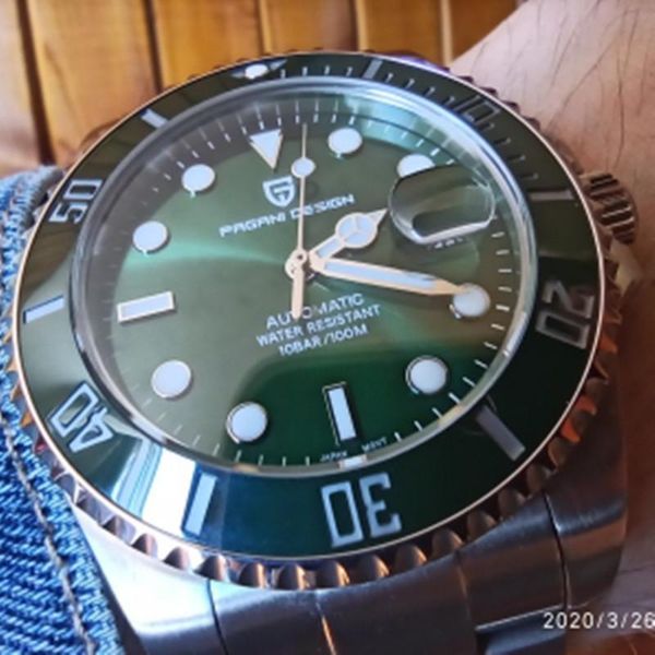 

wristwatches pagani design fashion brand creative luxury men automatic mechanical watch luminous leisure calendar, Slivery;brown