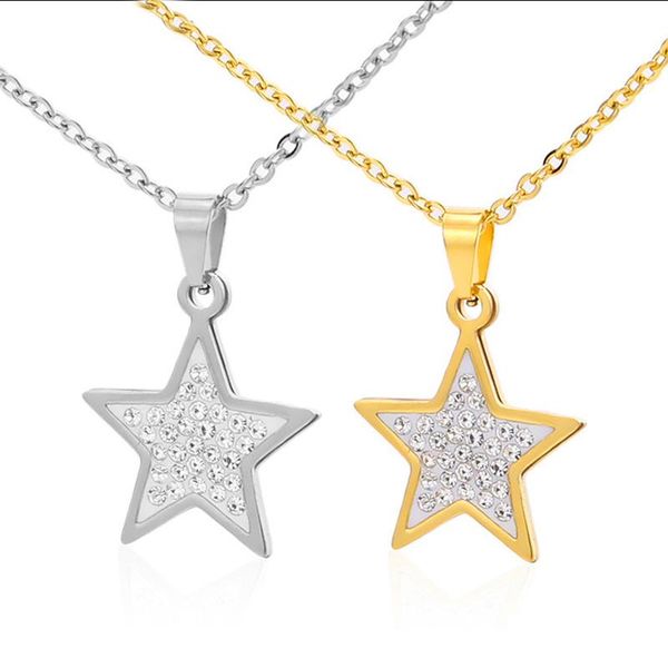 

pendant necklaces fashion 2021 stainless steel women necklace zircon crystal jewelry women's accessories gift, Silver