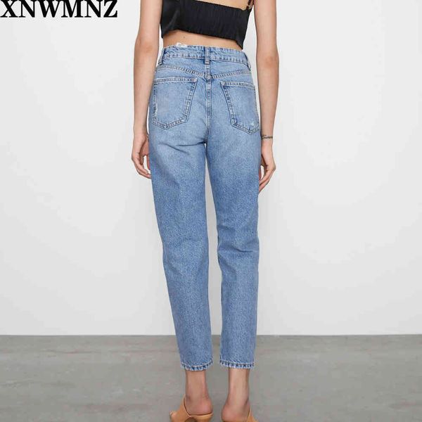 

za faded high-waist jeans featuring five-pocket design ripped detailing on the front zip fly and metal button fastenins, Blue