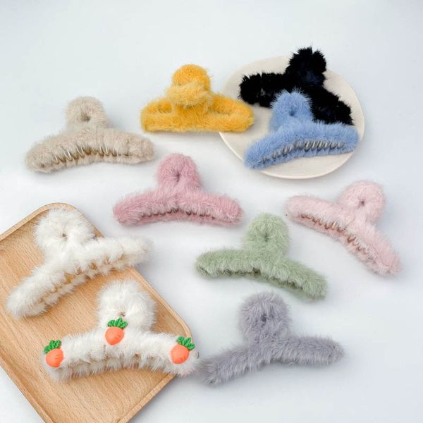 

fur girls hair accessories hairclips kids bb clip childrens barrettes clips autumn winter ornament accessory fashion claws b8493, Slivery;white