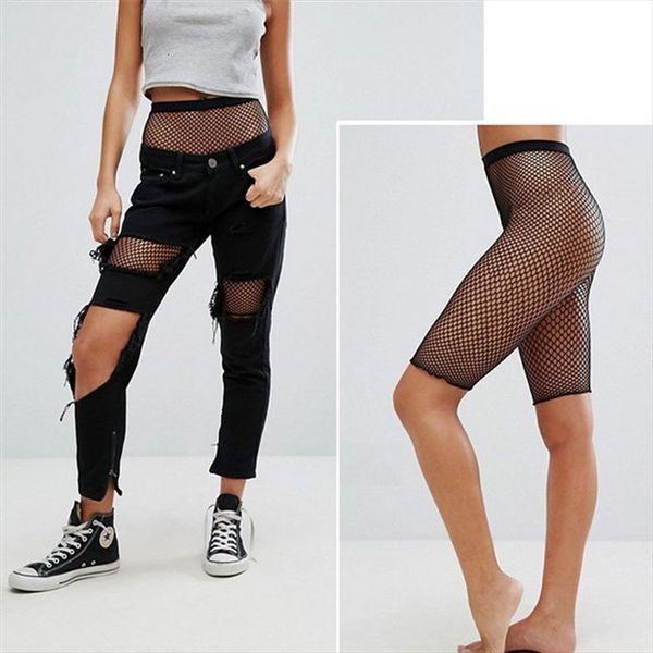 

sporty fishnet mesh casual womens legging fitness jeggings elastic waist pants block insert leggings, Black