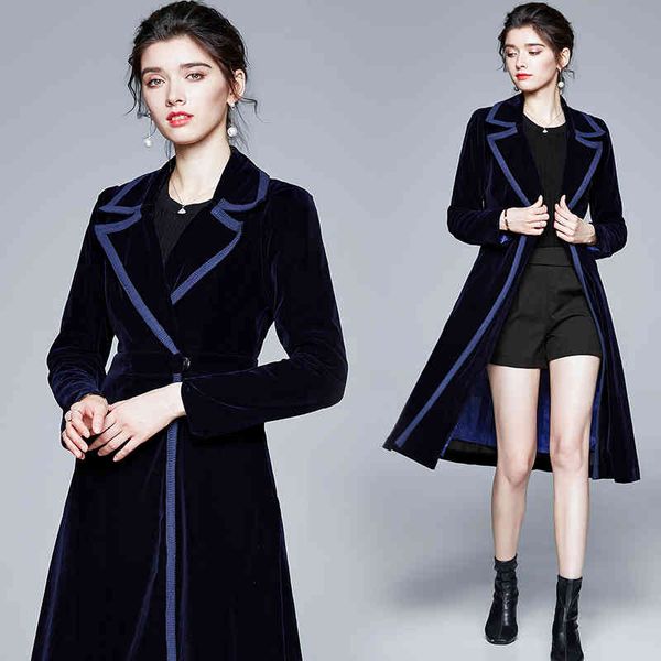 

jxmyy winter coat designer fashion show women's retro notched collar wrapped black velvet warm thick long windbreaker jacket 210412, Tan;black