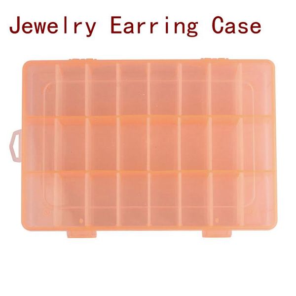 

adjustable 24 compartment plastic storage box jewelry earring case simple fashion design girl organizer ins bags