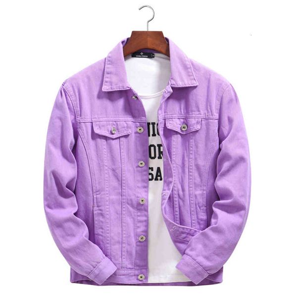 

men's jackets jean jacket fancy color classic denim coat long sleeve outerwear purple orange yzei, Black;brown