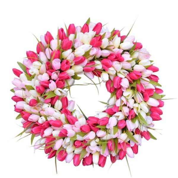 

spring uropean-style simulation garland rattan flower ornament wreath floral artificial tulip flowers decorative & wreaths