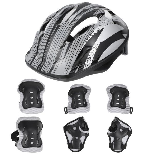 

elbow & knee pads 1 set of kids outdoor sports protective gear safety head wrist protector, Black;gray