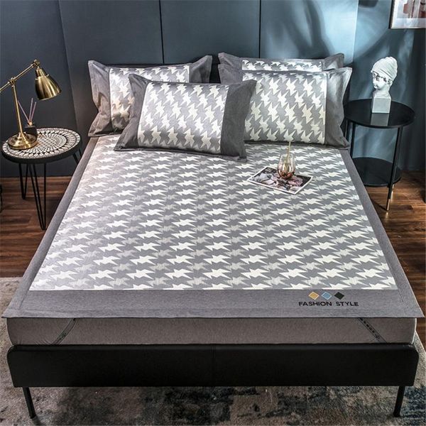 

ice silk bedding sets 3pcs washable summer sleeping mat for bed  size sheet pillowcases