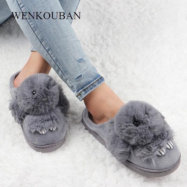 

slippers for women winter home fur slides cute warm plush indoor shoes ladies furry pantoufle femme size 36-43, Black