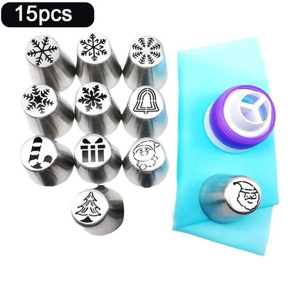 

baking & pastry tools 15pcs russian icing piping nozzles tips cake decorating sugarcraft christmas rose flower cream
